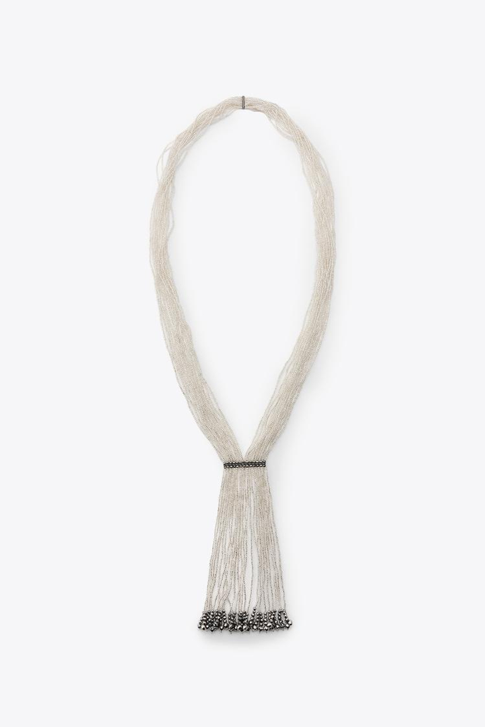 ZARA КОМБИНИРОВАННОЕ ОЖЕРЕЛЬЕ-ГАЛСТУК С БУСИНАМИ, СЕРЕБРИСТЫЙ