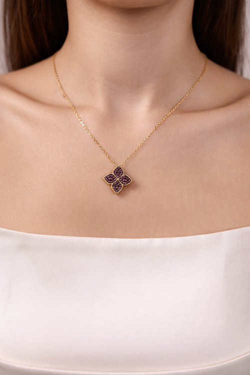 Колье "TRUE FLOWERS" в золочении с коньячным цирконием