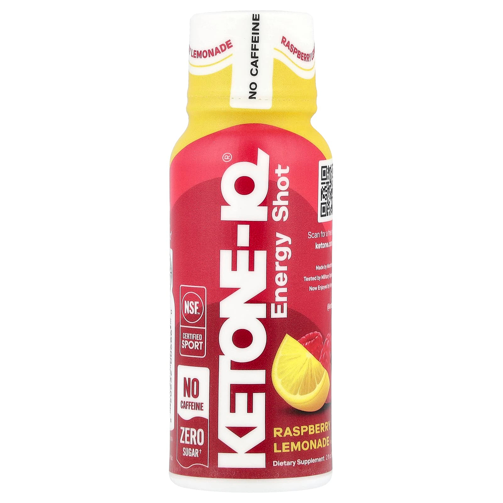Ketone-IQ, Energy Shot, малиновый лимонад, без кофеина, 6 флаконов по 59 мл (2 жидк. унции)