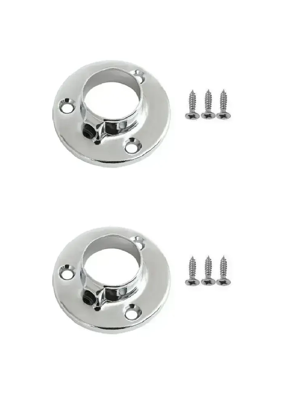 Штангодержатель мебельный для круглой штанги D25 мм, 2 шт., саморезы 6 шт. OTLEX для шкафа и гардероба, боковое крепление, металл, хромированное покрытие