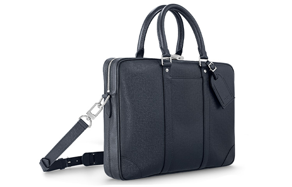 LOUIS VUITTON Cow Leather Laptop Bag, Shoulder Bag, Crossbody Bag, Handbag, Briefcase Small Men"s Dark Blue