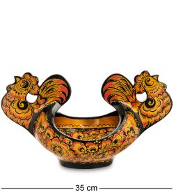 Народные промыслы ХЛ-022 Ковш-петухи дерущиеся 350*170*190 (Хохлома)