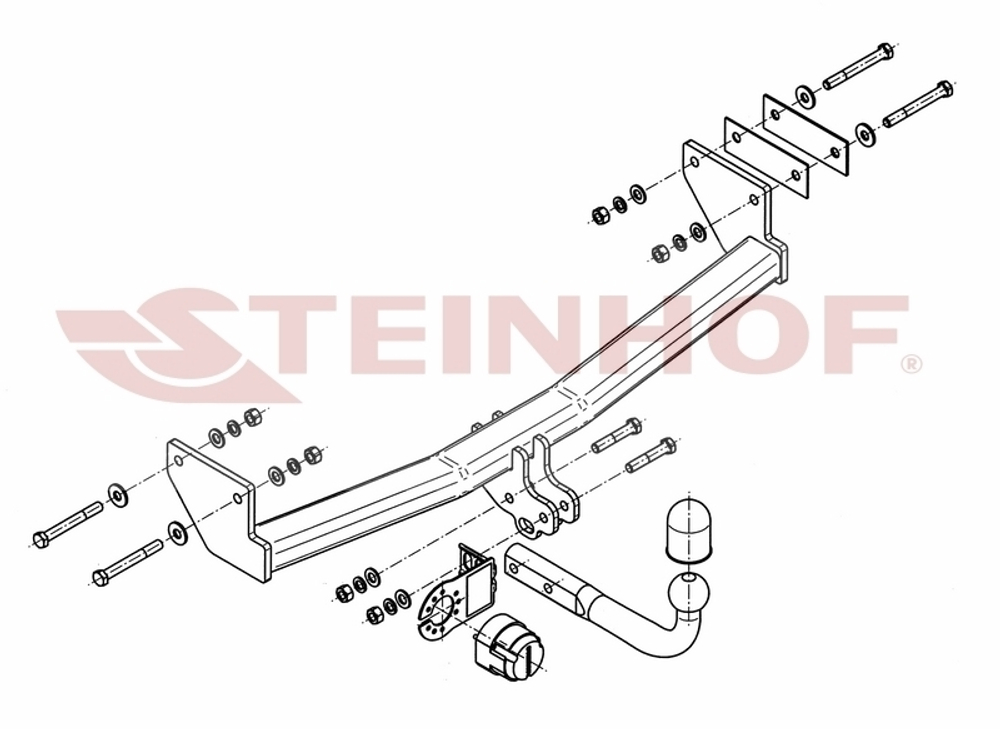 Фаркоп Steinhof J-058 для Jeep Compass MK 2006-2017, Jeep Liberty 2006-2011(паспорт и сертификат в комплекте)(без электрики)