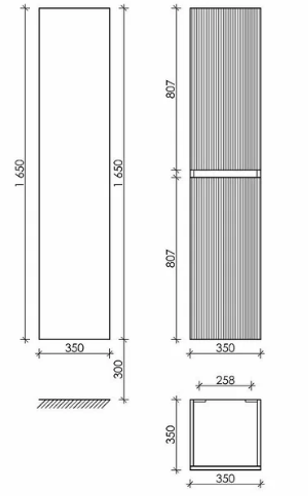 Шкаф-пенал SANCOS Snob T подвесной Doha Soft, 350х350х1650 мм, арт. PSNT35SM