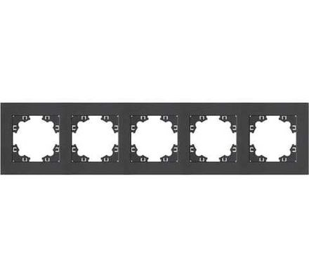 Рамка пятиместная горизонтальная "UNIVersal" серия "Афина" графит (еврослот) (HU2330)