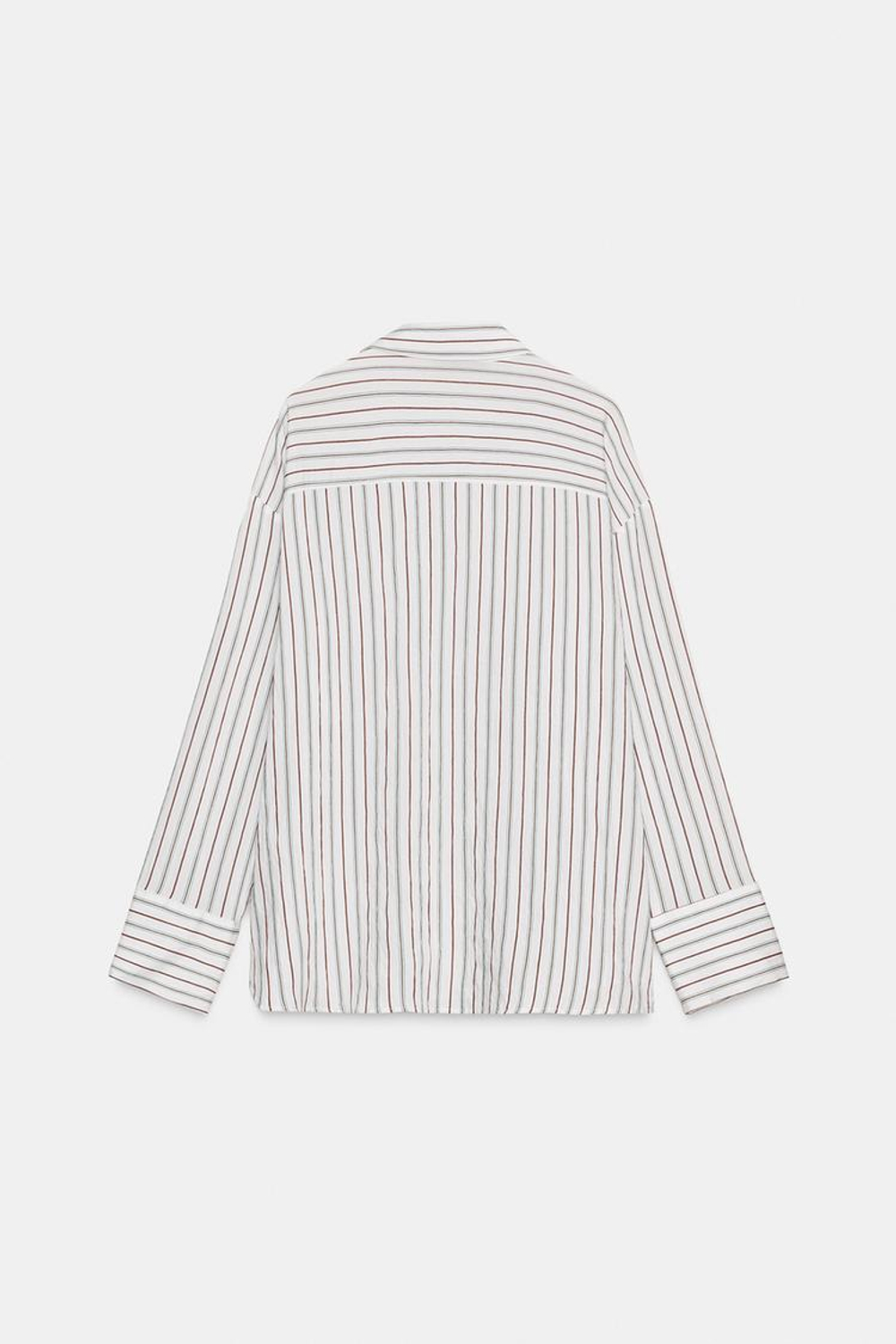 ZARA РУБАШКА СВОБОДНОГО КРОЯ В ПОЛОСКУ С ШАРФОМ, РАЗНОЦВЕТНЫЙ