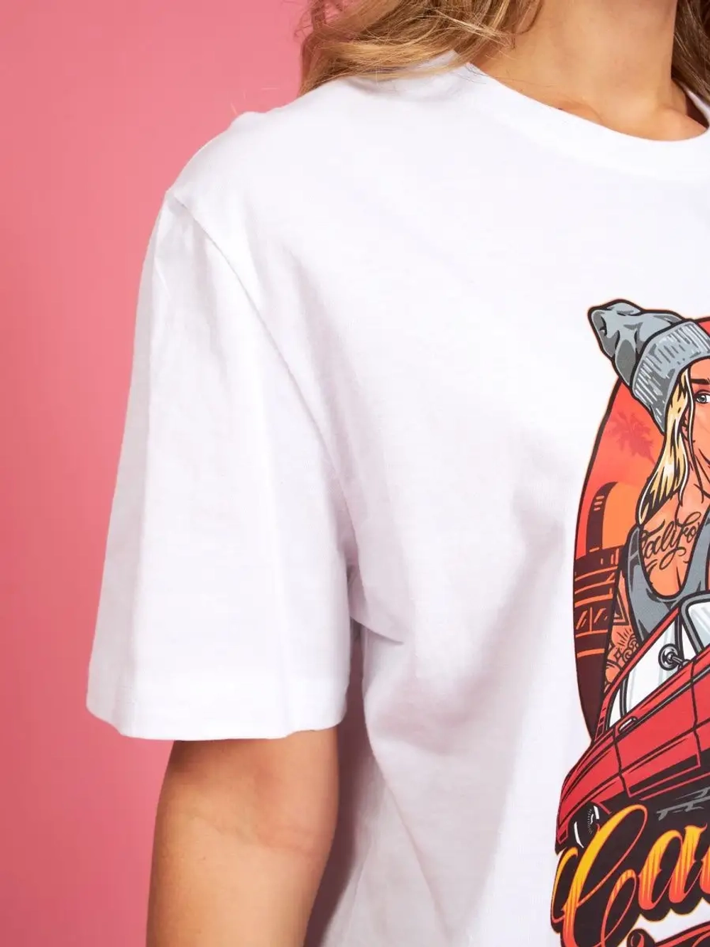 Футболка женская оверсайз белая с принтом лос анджелес