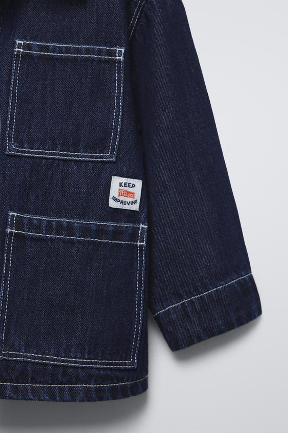 ZARA ДЖИНСОВАЯ КУРТКА С ВОРОТНИКОМ ИЗ ВЕЛЬВЕТА, СИНИЙ