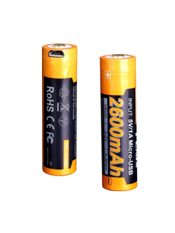 Аккумулятор Fenix 18650 ARB-L18-2600U 2600mAh с разъемом для USB