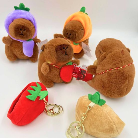 Мягкий брелок Капибара 2.0  в фиолетовом капюшоне