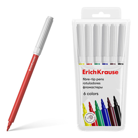 Фломастеры   6цв "Erich Krause. Basic", вент.колпачок, блистер
