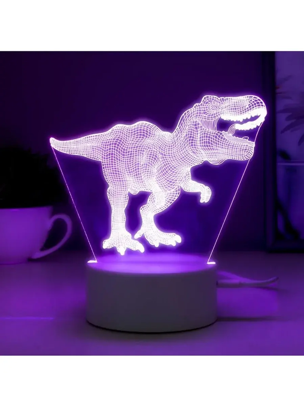 Светильник сенсорный «Тираннозавр» LED 7 USB/от батареек бел