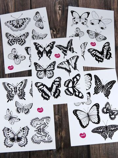 Наклейки бабочки чёрно-белые для декорирования интерьера