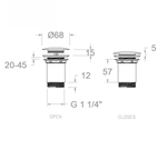 Клапан сливной без перелива 1220LNC никель
