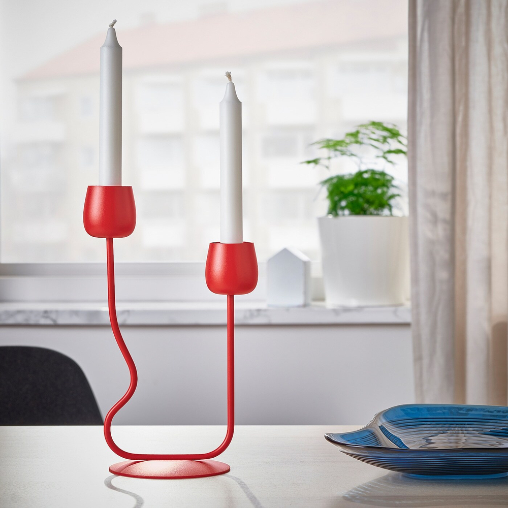 IKEA SILVERPÄRON  (ИКЕА СИЛВЕРПÄРОН)  -  Подсвечник, ярко-красный, 29 см