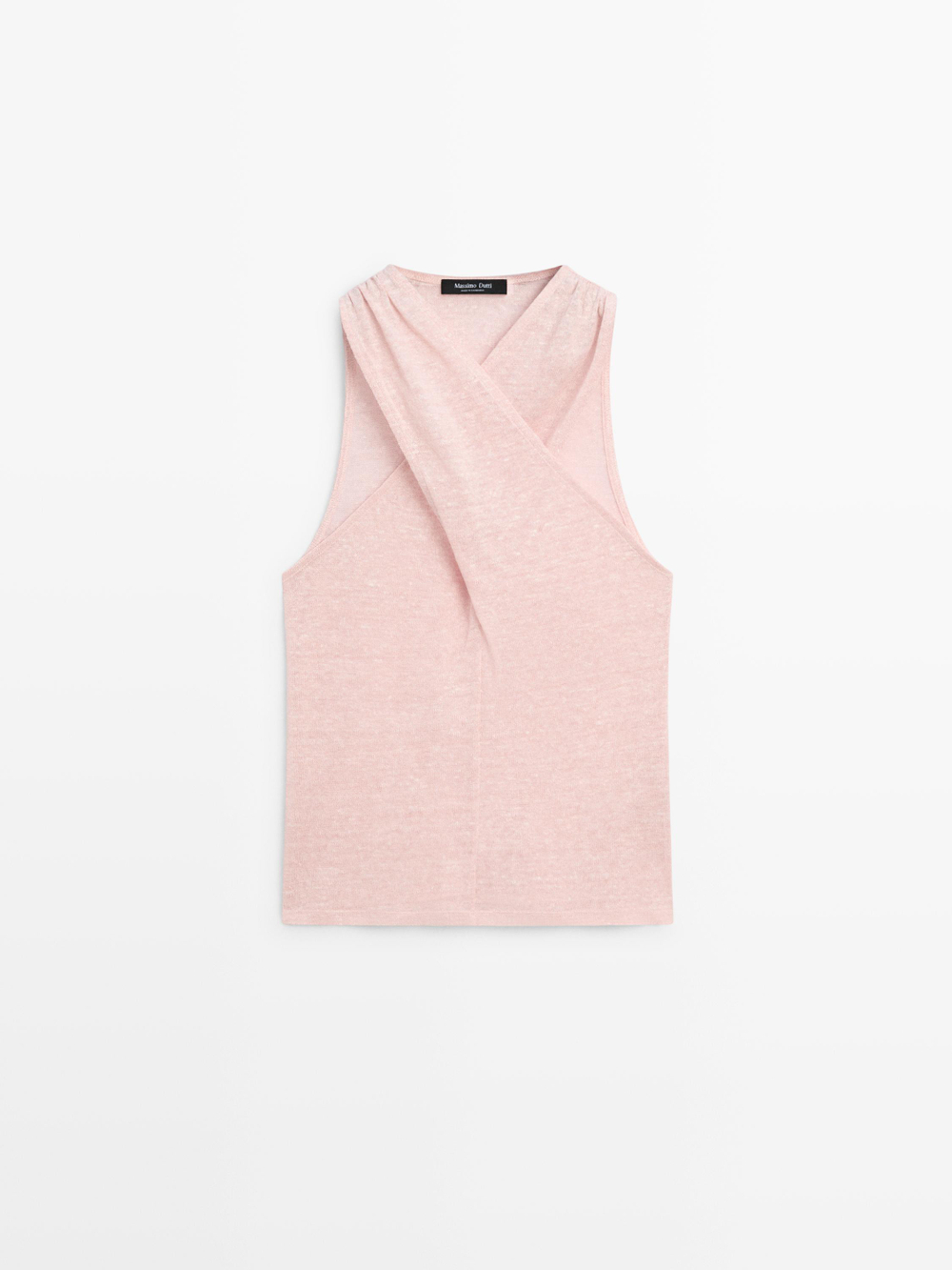 Massimo Dutti Топ из смесового льна на запáхе, светло-розовый