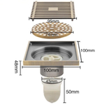 Трап канализационный прямой, 40 мм, 100х100 мм, Gappo, латунь, бронза, G81004-4