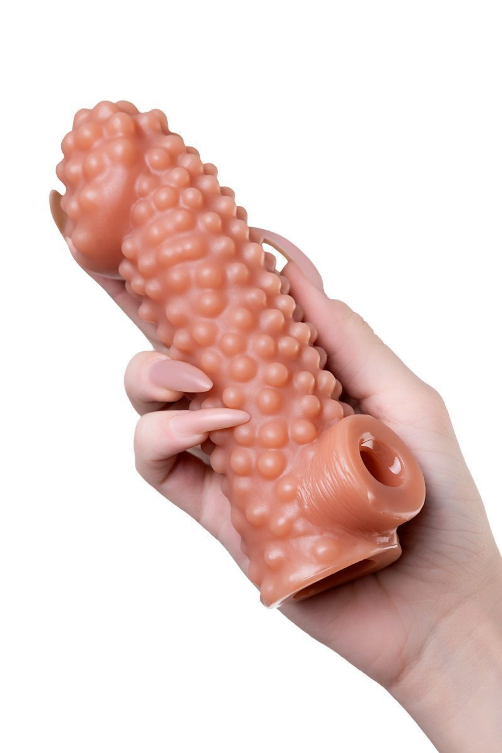 Насадка на фаллос с бугорками Cock Sleeve 004 Size M - 15,6 см. (Цвет: телесный)