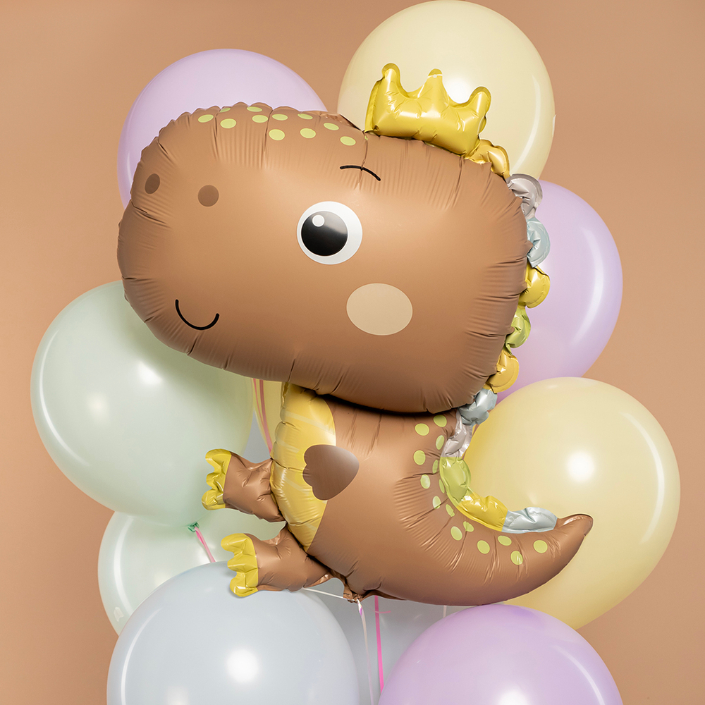 Фольгированный шар-фигура «Динозаврик в короне», сатин, в трех цветах, 79 см