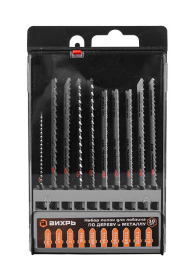 Набор пилок для лобзика по дереву и металлу 10шт Вихрь