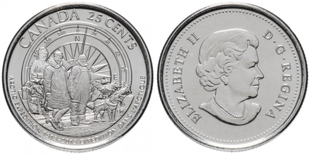 Канада 25 центов, 2013 100 лет Канадской арктической экспедиции
