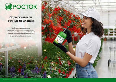 РОСТОК РП-2, 2 л, ручной, колба из полиэтилена, помповый опрыскиватель (425075)