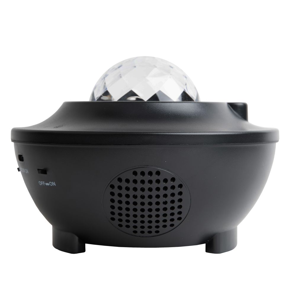 ULI-Q333 6W-RGBW BLACK Светодиодный светильник-проектор с Bluetooth. Проекция Звездное небо. Встроенный MP3 проигрыватель. 2 колонки. USB разъем. Пульт ДУ в-к. Черный. ТМ Volpe