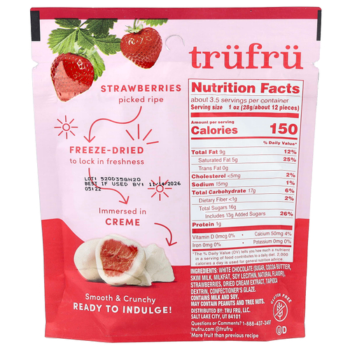 Tru Fru, сублимированные концентраты клубники с кремом, 96 г (3,4 унции)