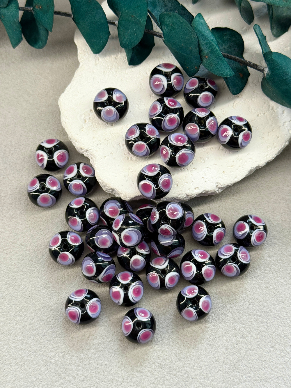 Стеклянные бусины лэмпворк 13*13 мм "Калейдоскоп"