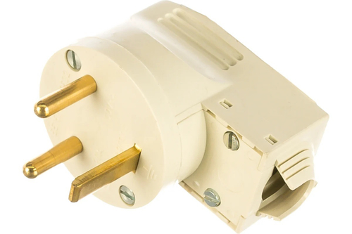 Силовая вилка Legrand 2К+З 20А выход кабеля сбоку, слоновая кость 55152 055152