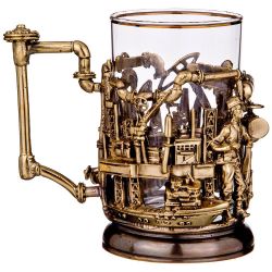 СТАКАН С ПОДСТАКАННИКОМ "НЕФТЯНИКИ" 250 МЛ (КОР=1ШТ.)