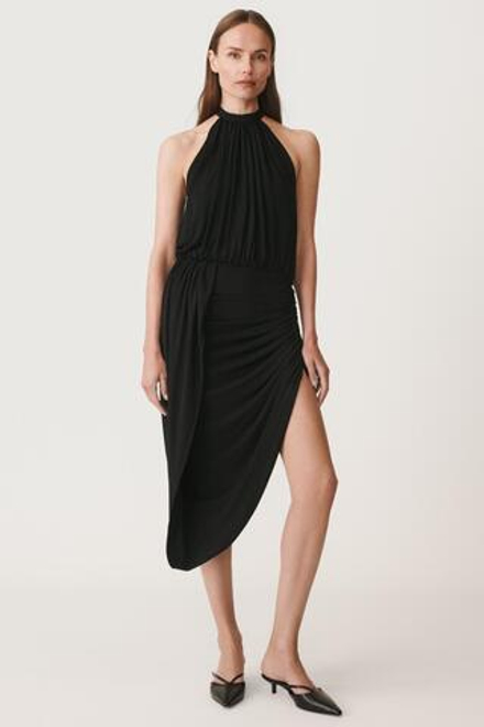 ZARA ПЛАТЬЕ АСИММЕТРИЧНОГО КРОЯ С ГОРЛОВИНОЙ ХАЛТЕР — 50TH ANNIVERSARY, ЧЕРНЫЙ