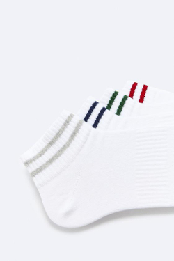 ZARA НАБОР ИЗ ЧЕТЫРЕХ ПАР НОСКОВ С КОНТРАСТНЫМИ ПОЛОСАМИ, РАЗНОЦВЕТНЫЙ