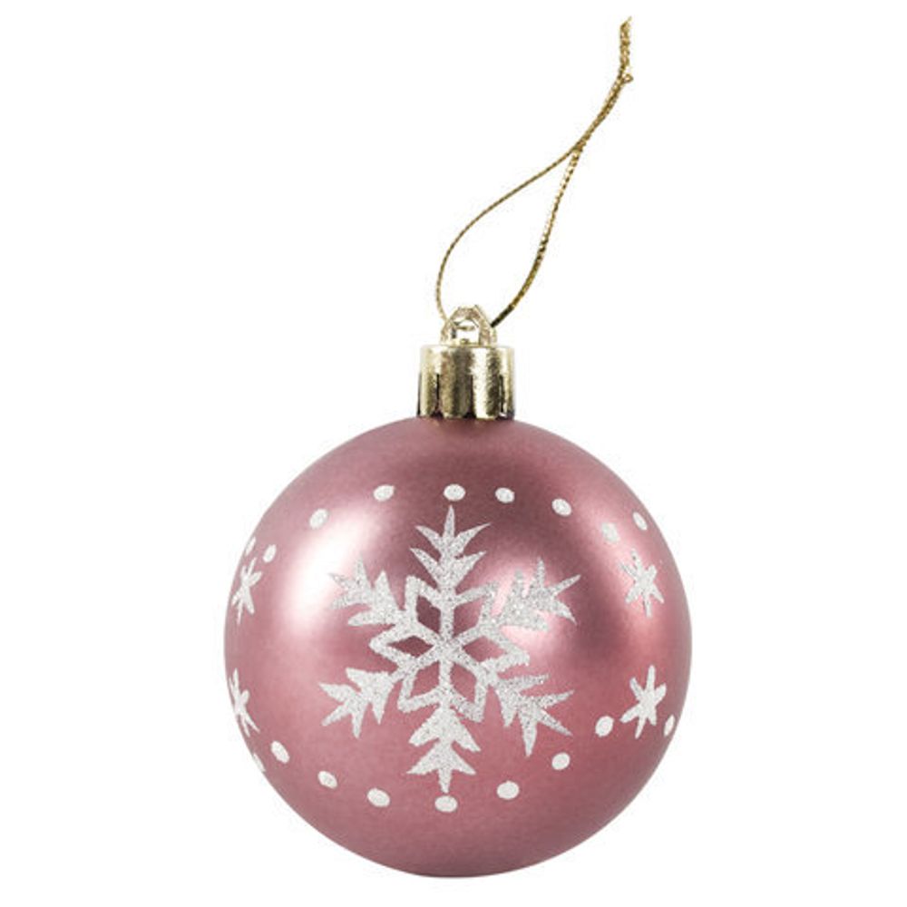 Шары елочные с узором ЗОЛОТАЯ СКАЗКА, НАБОР 3 шт., пластик, 6 см, цвет "РОЗОВОЕ ВИНО", глянец, 591111
