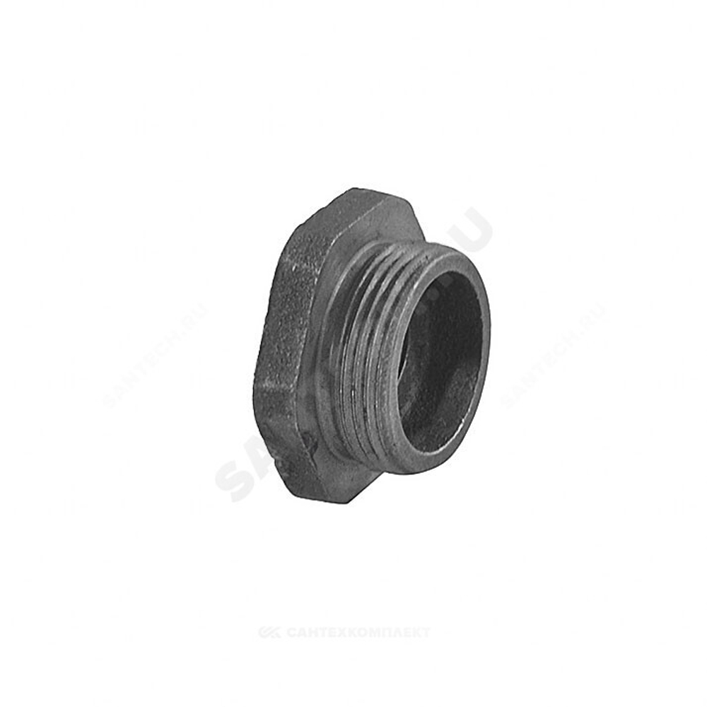 Заглушка (пробка) проходная 1 1/4"x1/2" левая резьба для чугунных радиаторов QLCX