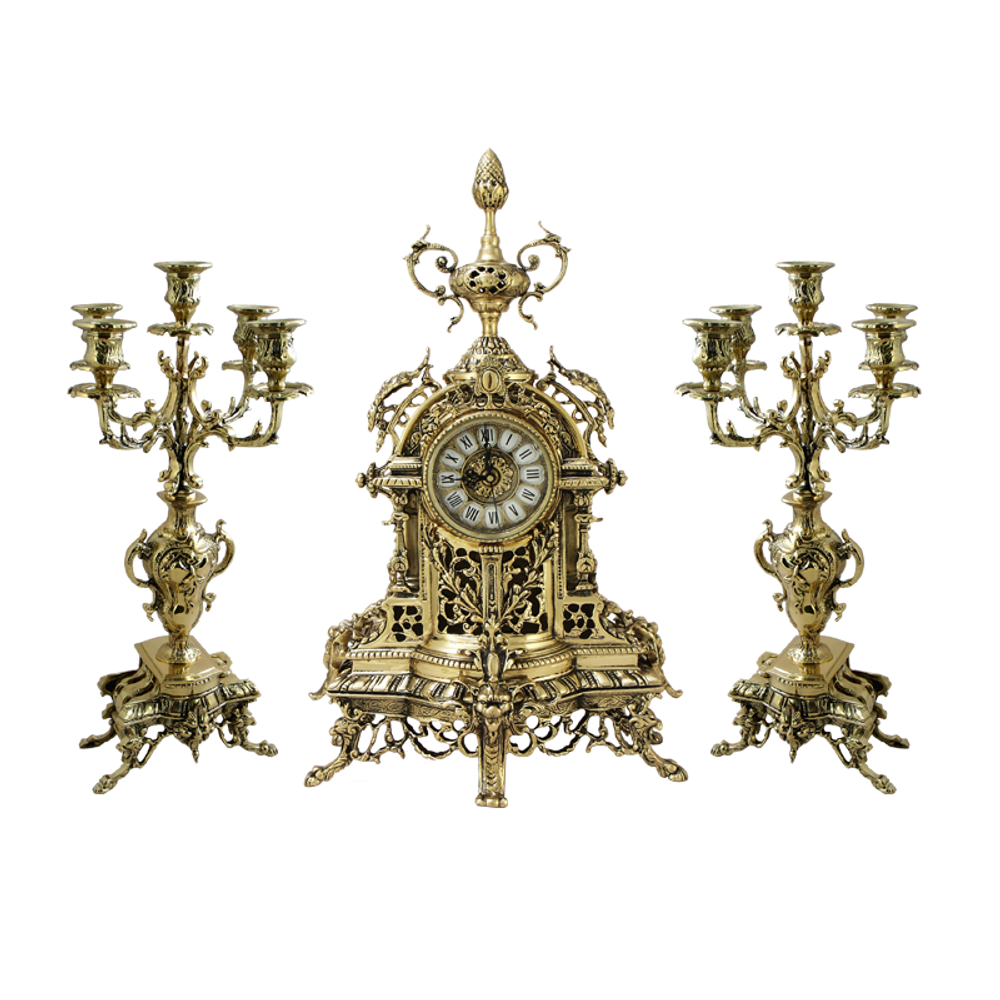 Bello De Bronze Каминные часы с канделябрами "Пинья"