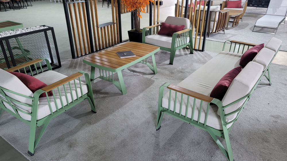 Комплект мебели Ocean Seating Set. Алюминий, ироко. Шалфейно-мятный. Поставка 45 дней.