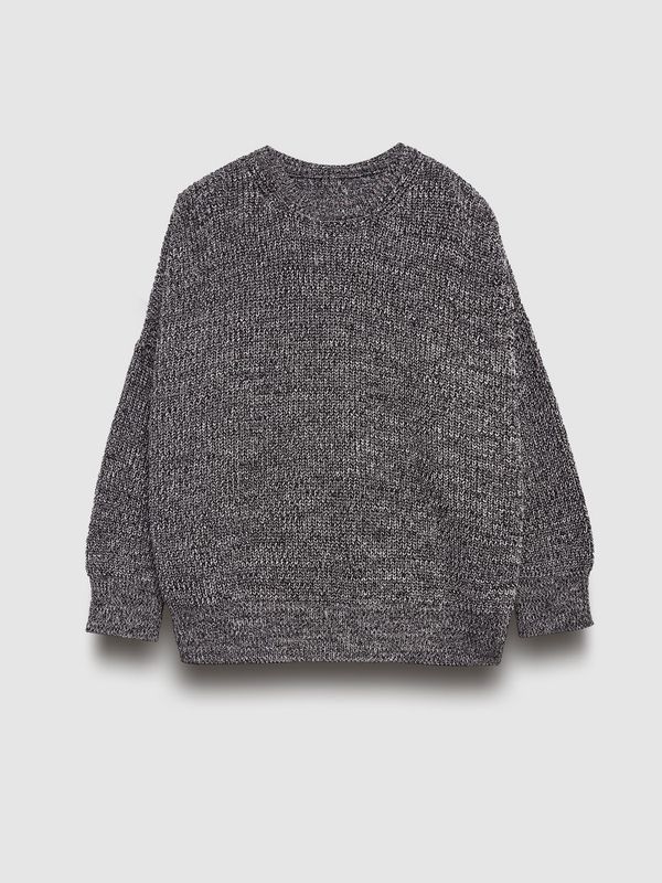 Джемпер вязаный с разрезами, черно-белый