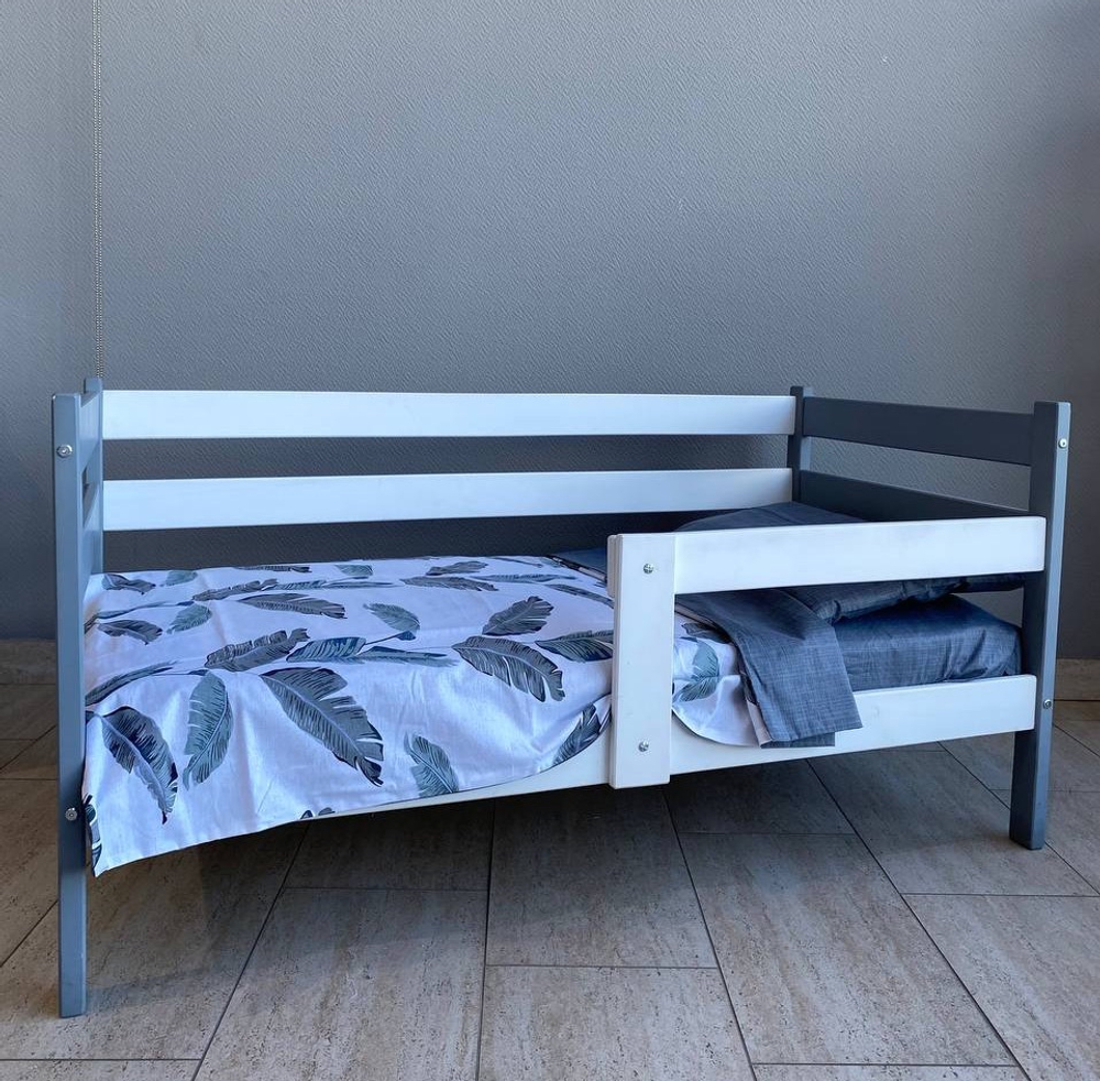 Кровать подростковая "Софа" 160*80 см серо-белая 1 борт (СЧ)