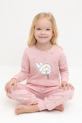 пижама  для девочки  К 1621/розовый жемчуг,цветочная поляна
