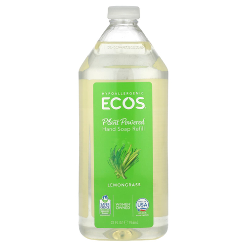 Earth Friendly Products, Ecos®, запасное мыло для рук на растительной основе, лемонграсс, 946 мл (32 жидк. Унции)