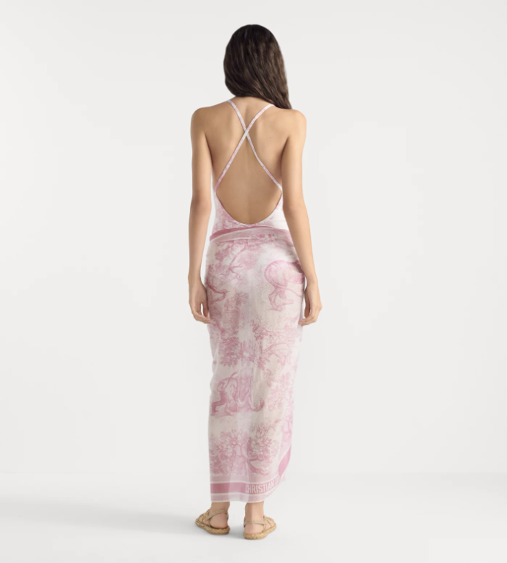 Сплошной купальник Dior Dioriviera Toile de Jouy Sauvage — бело-розовый, оригинал из Италии