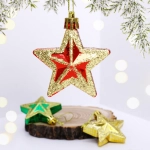 Ёлочные игрушки «Звездочки праздничные» 5см микс цветов (набор 3шт)