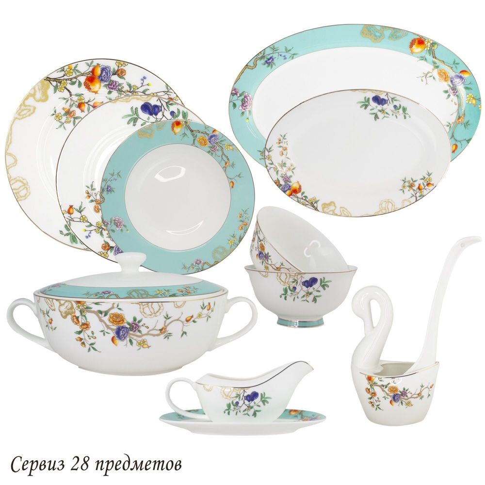 Lenardi 145-469 Обеденный сервиз 28пр. HANOMI в под.уп.(х2)Костяной фарфор