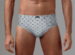 Набор из 2 хлопковых принтованных трусов-слипов (Размер: M) (Цвет: серый)