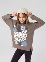 Лонгслив для девочки оверсайз с принтом