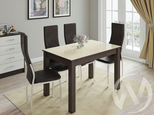 Стол обеденный Бруно 1100х700 (венге/лакобель ваниль)