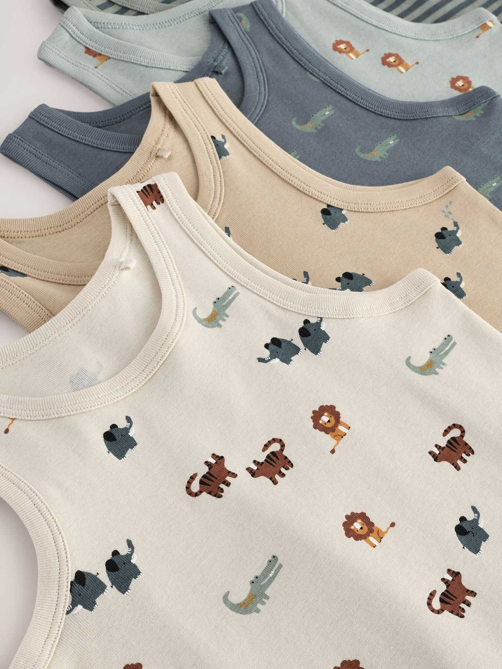 Майка для мальчика Next AA1-083, 5 шт., Синий, Белый, Бежевый