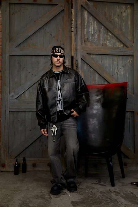 Кожаная куртка DONSMOKE Worn Effect Leather Jacket