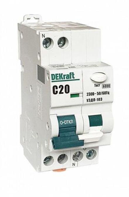 Устройство защиты от дугового пробоя 1P+N 10А хар-ка C УЗДП-103 6кА DEKraft 19088DEK